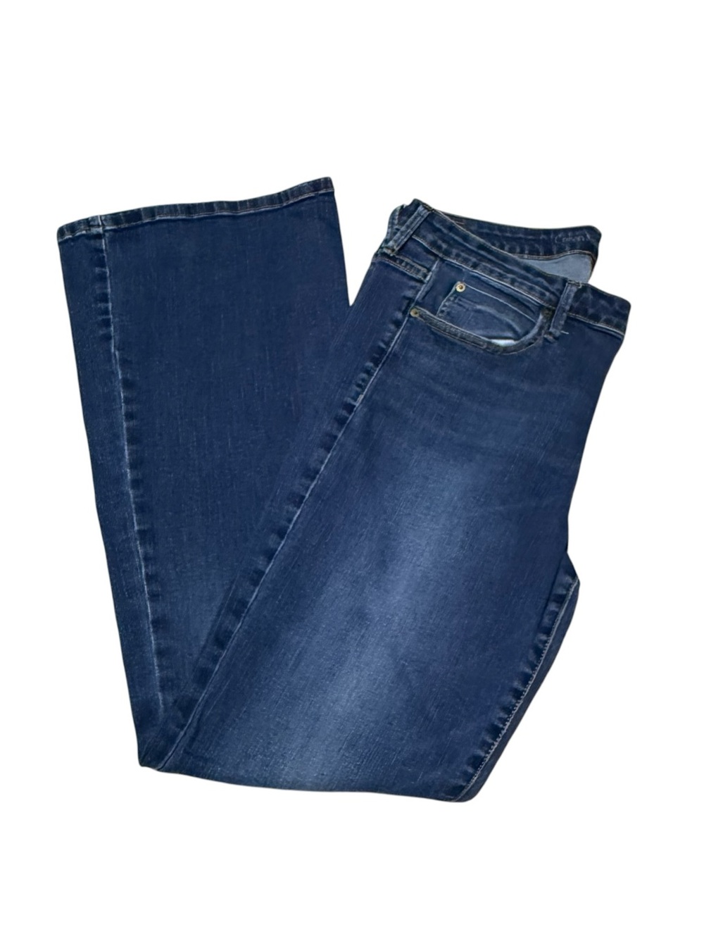 Calvin Klein Flared Jeans Women W32 L32 Wide Leg Blue Denim Stretch Medium Wash